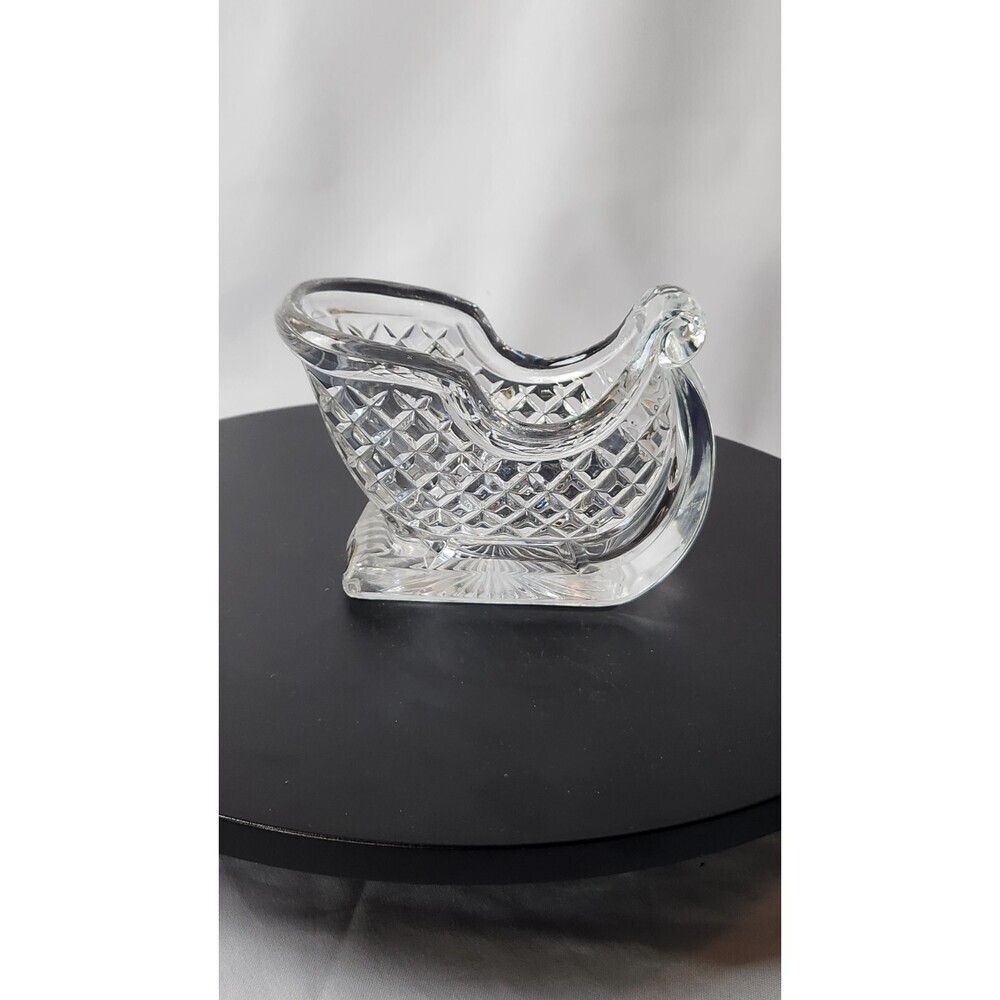 1996 VTG International Silver Co 24% Lead Crystal Christmas Sled Exc. Used Cond!